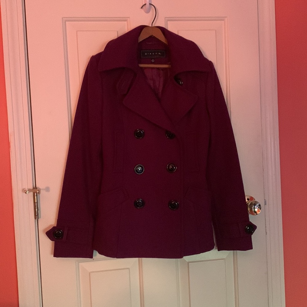 Womens double breasted peacoat plum colored